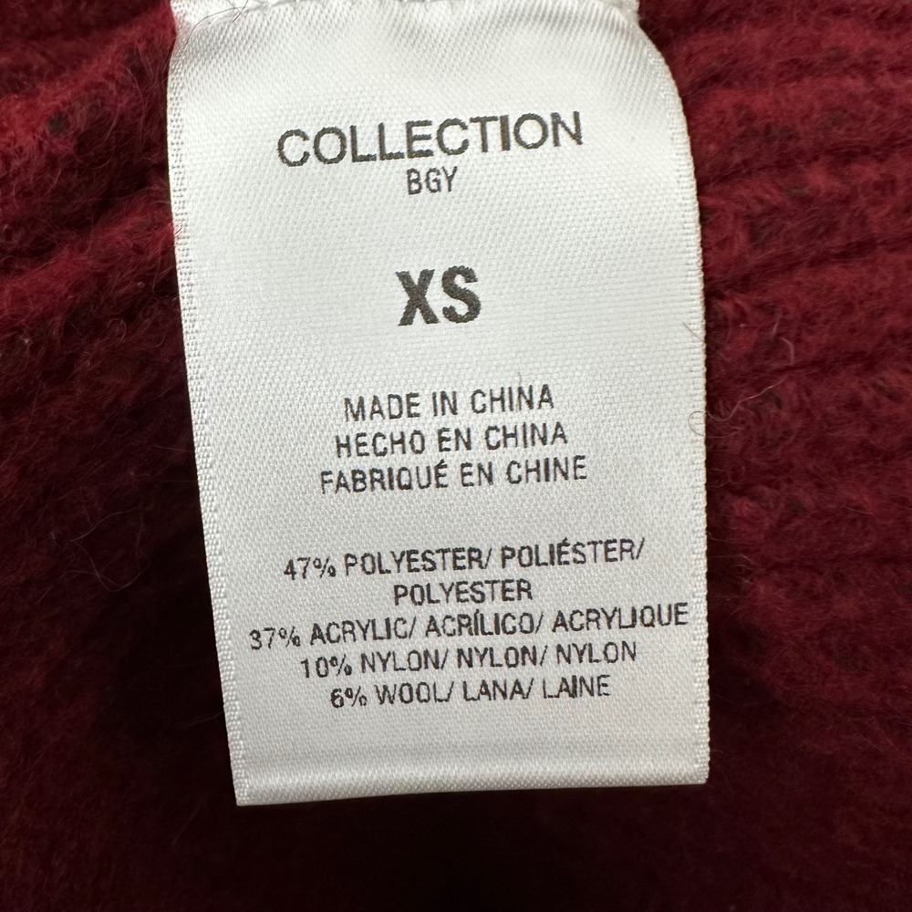 Favorite Daughter The Oma Wool Blend Raw Edge Ribbed Sweater Burgundy XS - Picture 13 of 14